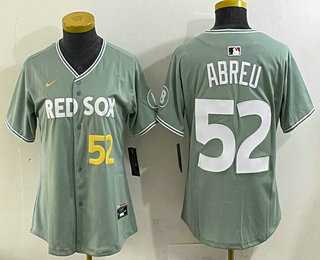 Womens Boston Red Sox #52 Wilyer Abreu Light Green 2025 City Connect Player Name Limited Jersey->mlb womens jerseys->MLB Jersey