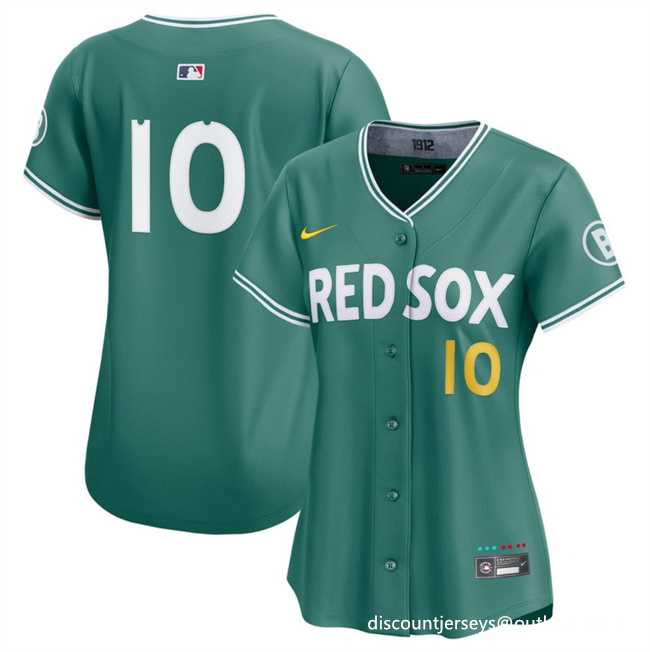 Womens Boston Red Sox #10 Trevor Story Green 2025 City Connect Limited Stitched Baseball Jersey(Run Small) Dzhi->mlb womens jerseys->MLB Jersey