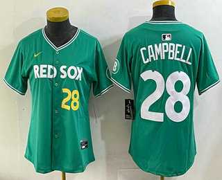 Womens Boston Red Sox #28 Kristian Campbell Green 2025 City Connect Player Name Limited Jersey->mlb womens jerseys->MLB Jersey
