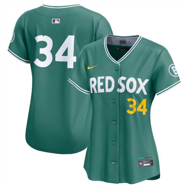 Womens Boston Red Sox #34 David Ortiz Green 2025 City Connect Limited Stitched Baseball Jersey(Run Small) Dzhi->mlb womens jerseys->MLB Jersey