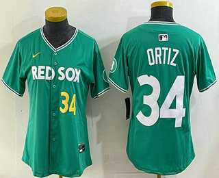 Womens Boston Red Sox #34 David Ortiz Green 2025 City Connect Player Name Limited Jersey->mlb womens jerseys->MLB Jersey