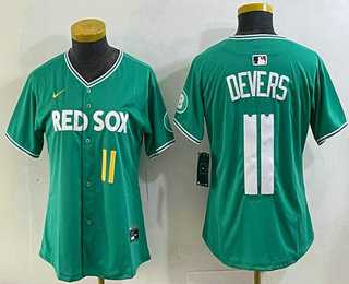 Womens Boston Red Sox #11 Rafael Devers Green 2025 City Connect Player Name Limited Jersey->mlb womens jerseys->MLB Jersey