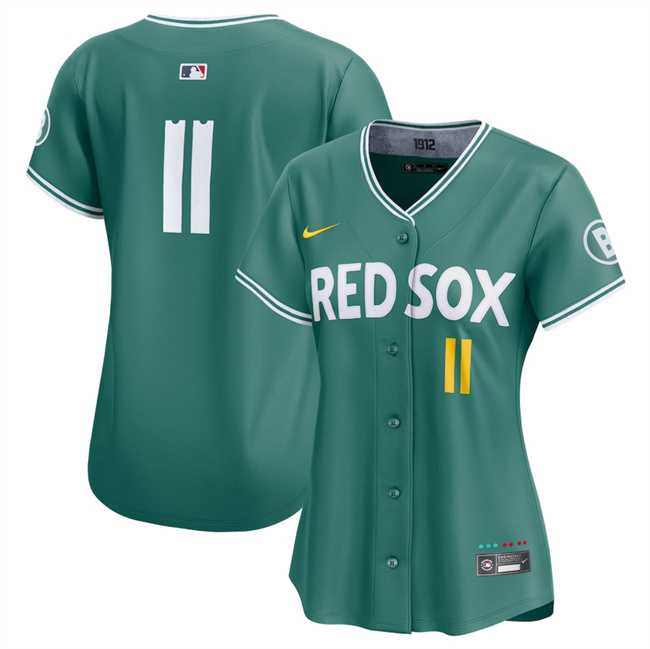 Womens Boston Red Sox #11 Rafael Devers Green 2025 City Connect Limited Stitched Baseball Jersey(Run Small) Dzhi->mlb womens jerseys->MLB Jersey