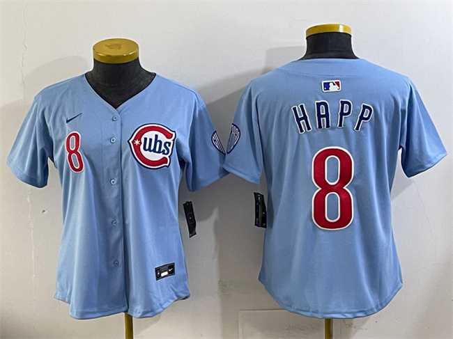 Womens Chicago Cubs #8 Ian Happ Blue 2024 25 2nd Alternatemited Stitched Baseball Jersey(Run Small)->mlb womens jerseys->MLB Jersey