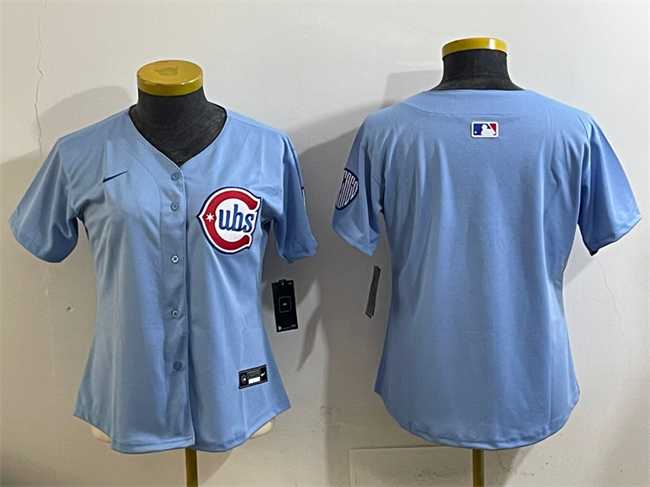 Womens Chicago Cubs Blank Blue 2024 25 2nd Alternatemited Stitched Baseball Jersey(Run Small)->mlb womens jerseys->MLB Jersey
