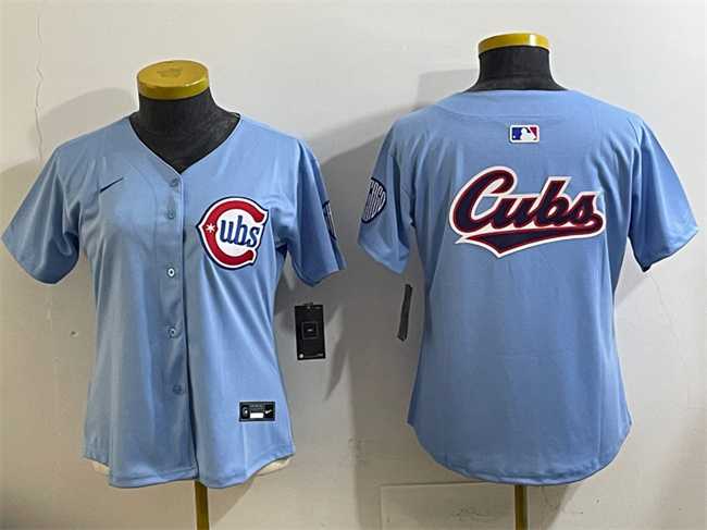 Womens Chicago Cubs Team Big Logo Blue 2024 25 2nd Alternatemited Stitched Baseball Jersey(Run Small)->mlb womens jerseys->MLB Jersey