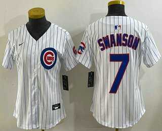 Womens Chicago Cubs #7 Dansby Swanson White Limited Stitched Jersey->mlb womens jerseys->MLB Jersey