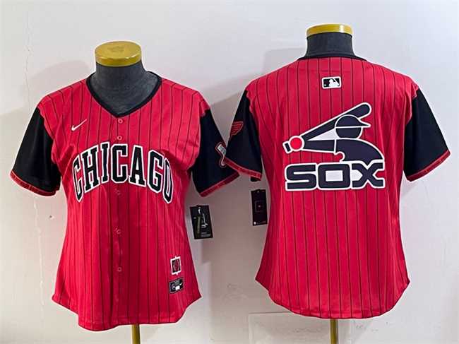 Womens Chicago White Sox Team Big Logo Red Black 2025 City Connect Limited Stitched Baseball Jersey(Run Small)->mlb womens jerseys->MLB Jersey