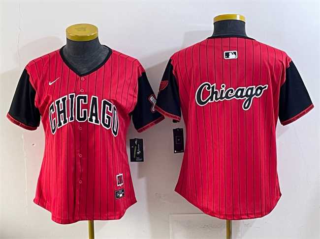 Womens Chicago White Sox Team Big Logo Red Black 2025 City Connect Limited Stitched Baseball Jersey(Run Small)->mlb womens jerseys->MLB Jersey