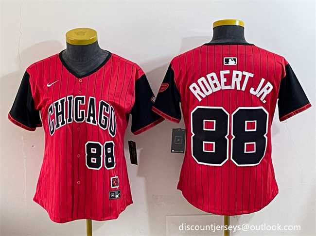 Womens Chicago White Sox #88 Luis Robert Jr. Red Black 2025 City Connect Limited Stitched Baseball Jersey(Run Small)->mlb womens jerseys->MLB Jersey