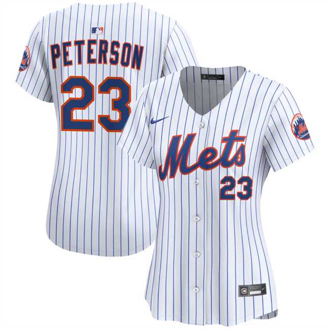 Womens New York Mets #23 David Peterson White 2025 Home Limited Stitched Baseball Jersey(Run Small) Dzhi->mlb womens jerseys->MLB Jersey