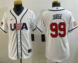 Youth USA #99 Aaron Judge White 2026 World Baseball Classic Cool Base Jersey->2026 world baseball classic->MLB Jersey