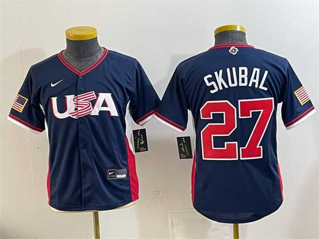 Youth USA Baseball #27 Tarik Skubal Navy 2026 World Baseball Classic Stadium Stitched Baseball Jersey->2026 world baseball classic->MLB Jersey