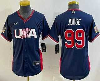 Youth USA #99 Aaron Judge Navy 2026 World Baseball Classic Cool Base Jersey->2026 world baseball classic->MLB Jersey