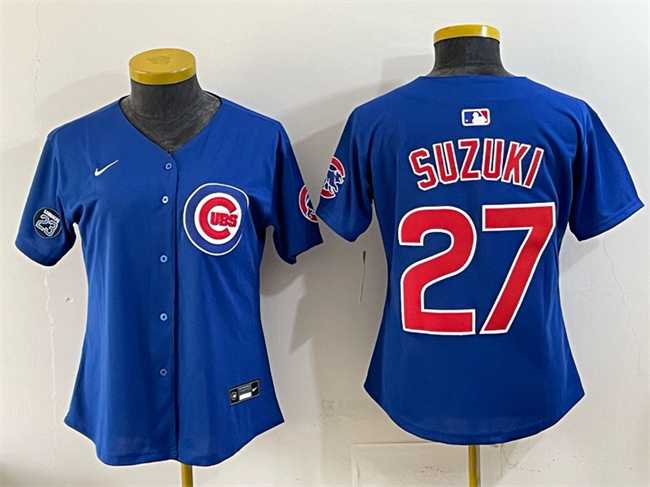 Womens Chicago Cubs #27 Seiya Suzuki Royal Ryne Sandberg Tribute Vapor Limited V2 Stitched Jersey->->