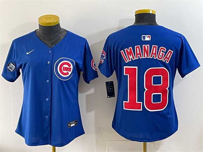 Womens Chicago Cubs #18 Shota Imanaga Royal Ryne Sandberg Tribute Vapor Limited V2 Stitched Jersey->->
