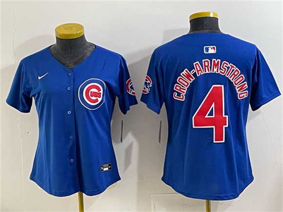 Womens Chicago Cubs #4 Pete Crow-Armstrong Royal Vapor Limited Stitched Jersey->->