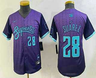 Youth Arizona Diamondbacks #28 Eugenio Suarez Number Purple 2025 City Connect Limited Jersey->mlb youth jerseys->MLB Jersey