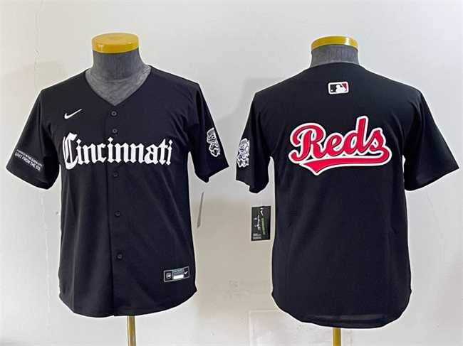 Youth Cincinnati Reds #77 Rece Hinds Black 2023 City Connect Stitched Baseball Jersey->mlb youth jerseys->MLB Jersey
