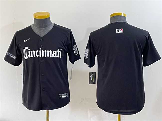 Youth Cincinnati Reds Blank Black Gothic Queen City Edition Vapor Premier Limited Stitched Baseball Jersey->mlb youth jerseys->MLB Jersey