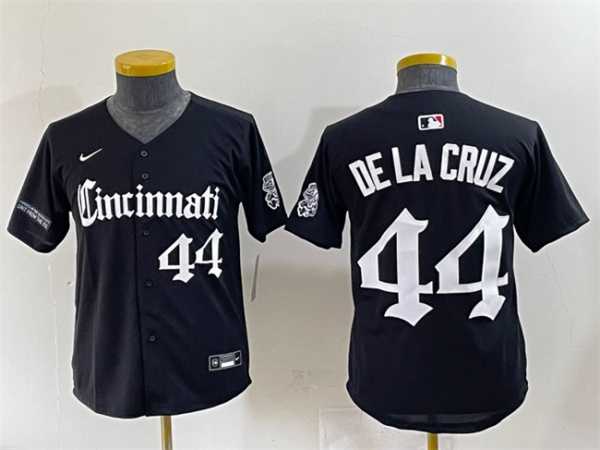 Youth Cincinnati Reds #44 Elly De La Cruz Black Gothic Queen City Edition Vapor Premier Limited Stitched Baseball Jersey->mlb youth jerseys->MLB Jersey