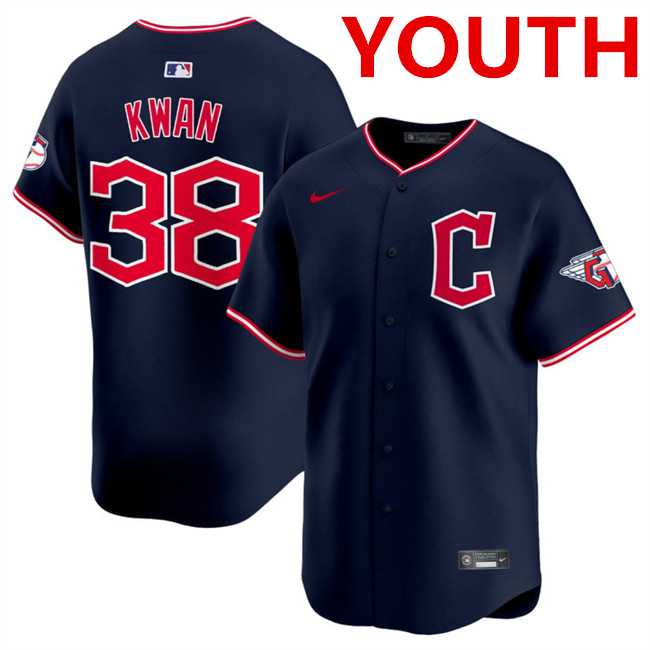 Youth Cleveland Guardians #38 Steven Kwan Navy 2025 Alternate Limited Stitched Baseball Jersey Dzhi->mlb youth jerseys->MLB Jersey