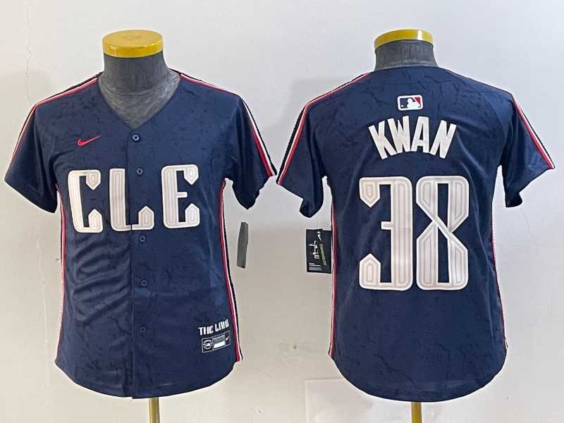 Youth Cleveland Guardians #38 Steven Kwan Navy 2024 City Connect Limited Stitched Baseball Jersey->mlb youth jerseys->MLB Jersey