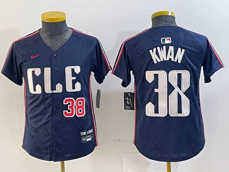 Youth Cleveland Guardians #38 Steven Kwan Navy 2024 City Connect Limited Stitched Baseball Jerseys->mlb youth jerseys->MLB Jersey