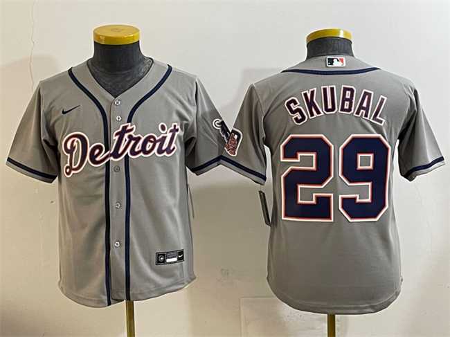 Youth Detroit Tigers #29 Tarik Skubal Gray Cool Base Stitched Baseball Jersey->mlb youth jerseys->MLB Jersey