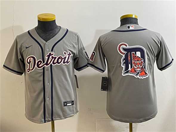 Youth Detroit Tigers Team Big Logo Gray Cool Base Stitched Baseball Jersey->mlb youth jerseys->MLB Jersey