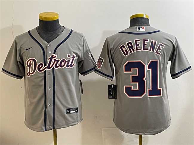 Youth Detroit Tigers #31 Riley Greene Gray Cool Base Stitched Baseball Jersey->mlb youth jerseys->MLB Jersey