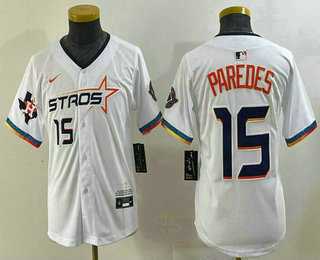 Youth Houston Astros #15 Isaac Paredes Number White 2025 City Connect Limited Stitched Jersey->mlb youth jerseys->MLB Jersey