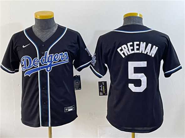 Youth Los Angeles Dodgers #5 Freddie Freeman Black Stitched Baseball Jersey->mlb youth jerseys->MLB Jersey