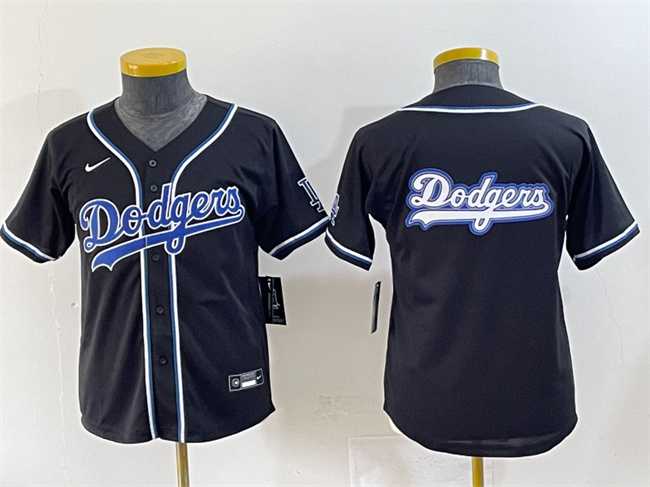 Youth Los Angeles Dodgers Team Big Logo Black Stitched Baseball Jerseys->mlb youth jerseys->MLB Jersey