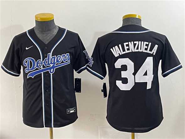 Youth Los Angeles Dodgers #34 Fernando Valenzuela Black Stitched Baseball Jersey->mlb youth jerseys->MLB Jersey
