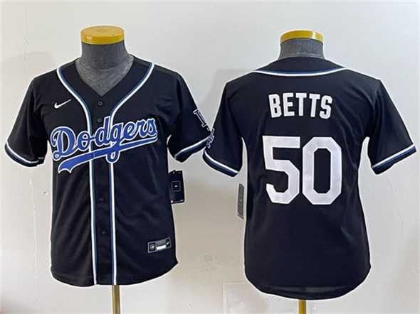 Youth Los Angeles Dodgers #50 Mookie Betts Black Stitched Baseball Jersey->mlb youth jerseys->MLB Jersey