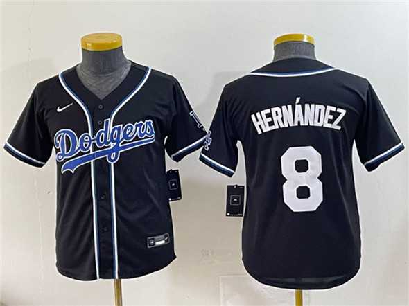 Youth Los Angeles Dodgers #8 Enrique Hernandez Black Stitched Baseball Jersey->mlb youth jerseys->MLB Jersey