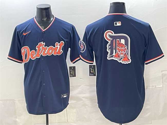 Mens Detroit Tigers Team Big Logo Navy 2026 Alternate Vapor Premier Limited Stitched Jersey Dzhi->->MLB Jersey