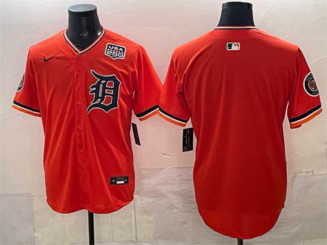 Mens Detroit Tigers Blank Orange 2026 Alternate USA 250 Patch Vapor Premier Limited Stitched Jersey Dzhi->->MLB Jersey