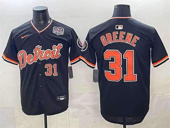 Mens Detroit Tigers #31 Riley Greene Navy 2026 Alternate USA 250 Patch Vapor Premier Limited Stitched Jersey Dzhi->->MLB Jersey