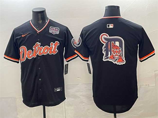 Mens Detroit Tigers Team Big Logo Navy 2026 Alternate USA 250 Patch Vapor Premier Limited Stitched Jersey Dzhi->->MLB Jersey