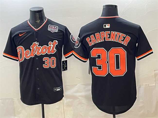 Mens Detroit Tigers #30 Kerry Carpenter Black 2026 Alternate USA 250 Patch Vapor Premier Limited Stitched Jersey Dzhi->->MLB Jersey