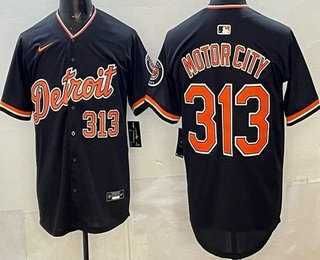 Mens Detroit Tigers #313 Motor City Navy Limited Jersey Dzhi->->MLB Jersey