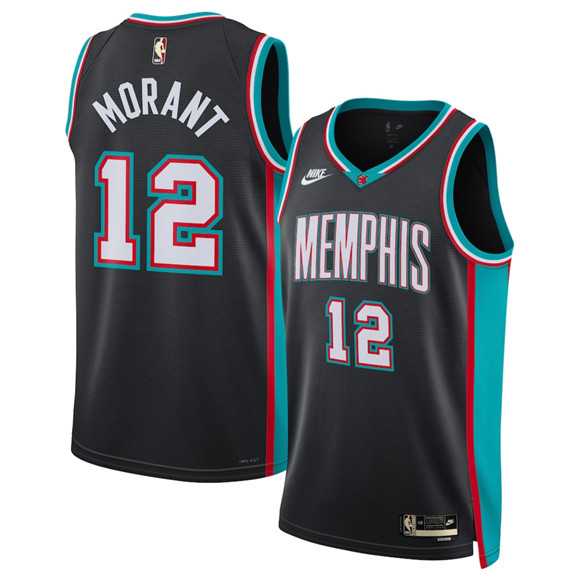 Mens Memphis Grizzlies #12 Ja Morant Black 2025 Classic Edition Stitched Jersey Dzhi->memphis grizzlies->NBA Jersey
