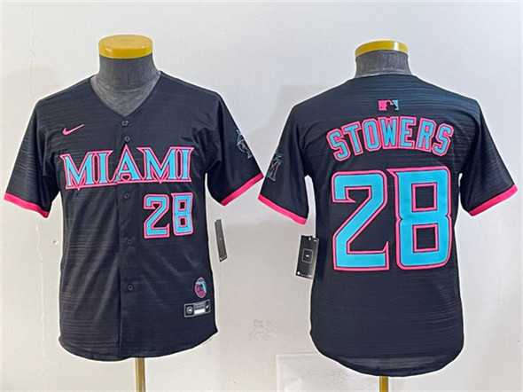Youth Miami Marlins #28 Kyle Stowers Black 2025 City Connect Limited Stitched Baseball Jersey->mlb youth jerseys->MLB Jersey