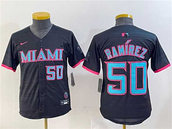 Youth Miami Marlins #50 Agustin Ramirez Black 2025 City Connect Limited Stitched Baseball Jersey->mlb youth jerseys->MLB Jersey