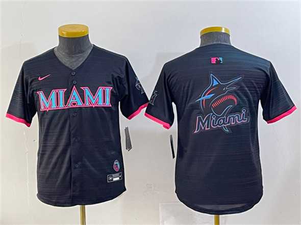 Youth Miami Marlins Team Big Logo Black 2025 City Connect Limited Stitched Baseball Jersey->mlb youth jerseys->MLB Jersey