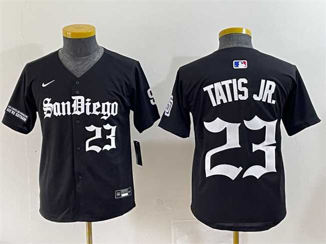 Youth San Diego Padres #23 Fernando Tatis Jr. Black Gothic Edition Vapor Limited Stitched Baseball Jersey->mlb youth jerseys->MLB Jersey