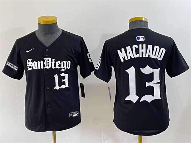 Youth San Diego Padres #13 Manny Machado Black Gothic Edition Vapor Limited Stitched Baseball Jersey->mlb youth jerseys->MLB Jersey