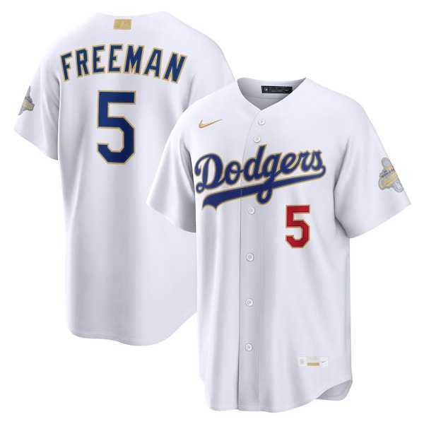 Mens Los Angeles Dodgers #5 Freddie Freeman Nike White 2026 Gold Collection Stadium Jersey Dzhi->->MLB Jersey